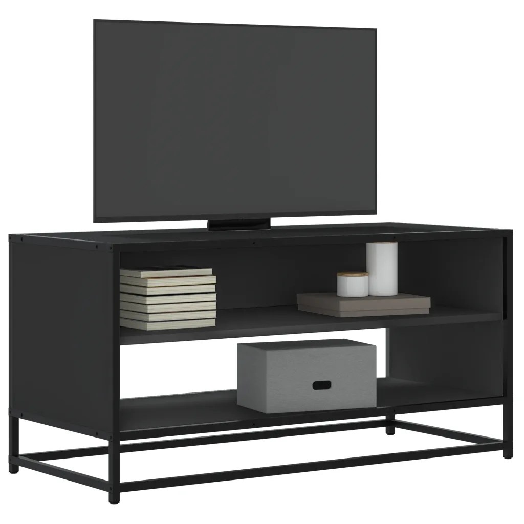 vidaXL Tv-bänk svart 91x40x46 cm konstruerat trä och metall