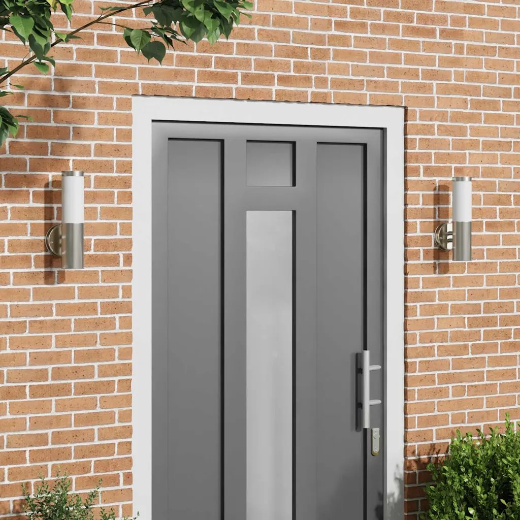 vidaXL Utomhus Vägglampa 2 st Silver Rostfritt Stål IP44