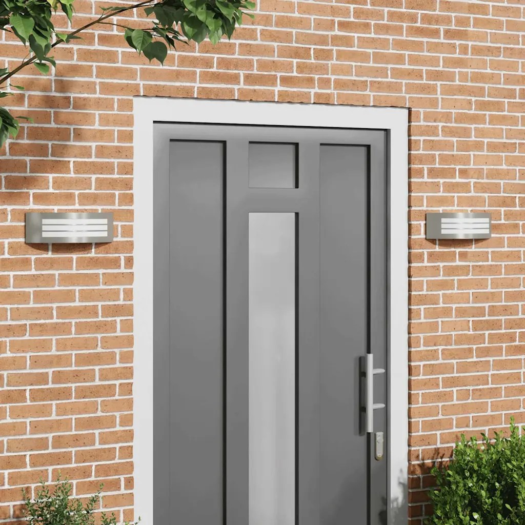 vidaXL Utomhus vägglampa 2 st silver rostfritt stål IP44