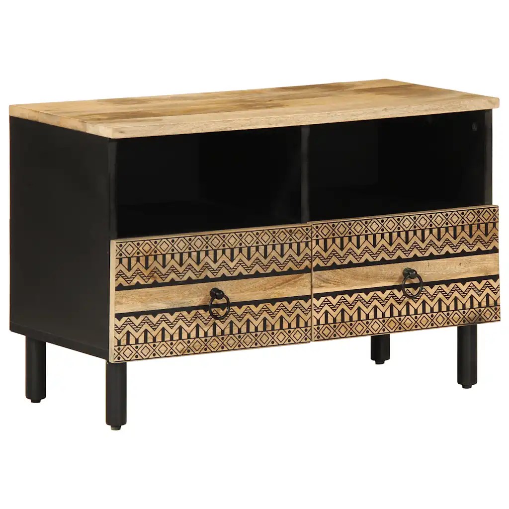 vidaXL Tv-bänk svart 70×33,5×46 cm massivt grovt mangoträ