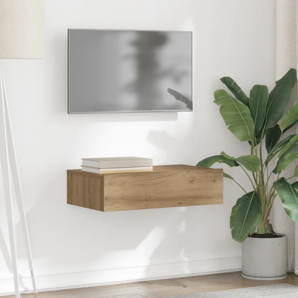 vidaXL Tv-bänk med LED-belysning artisan ek 60x35x15,5 cm