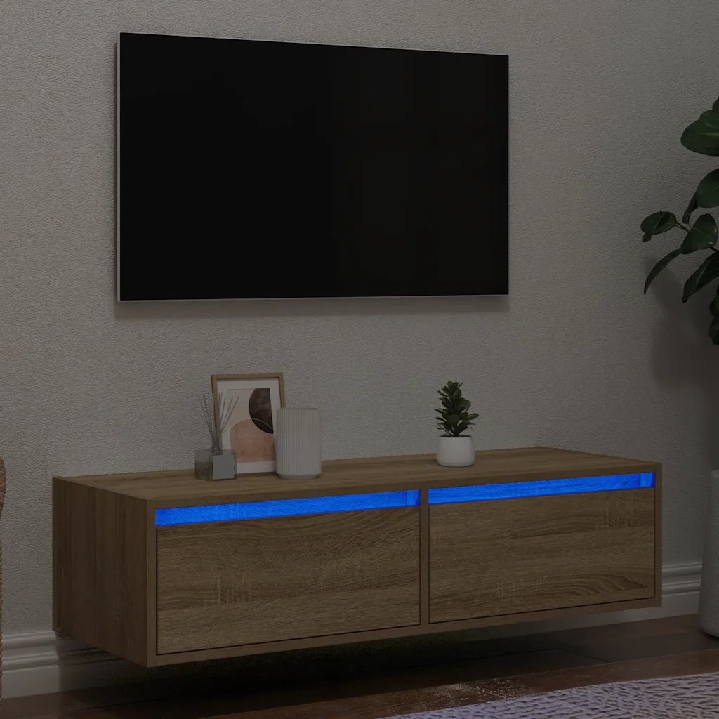 vidaXL Tv-bänk med LED-belysning sonoma ek 100X35,5×25 cm