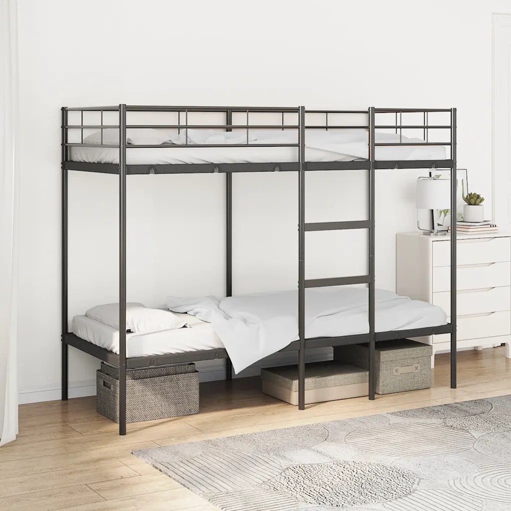 vidaXL Våningssäng utan madrass svart 80×200 cm stål