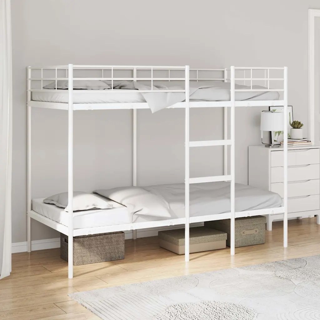 vidaXL Våningssäng utan madrass vit 90×200 cm stål