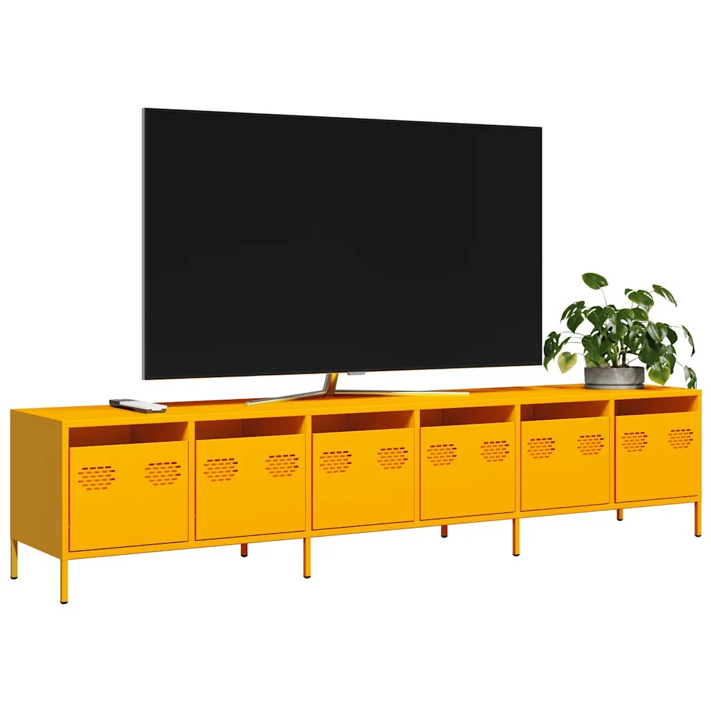 vidaXL Tv-bänk senapsgul 202x39x43,5 cm kallvalsat stål