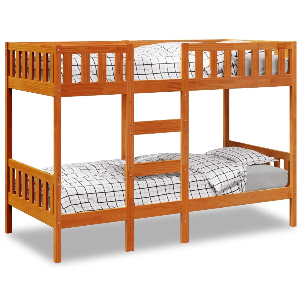 vidaXL Våningssäng vaxad brun 75×190 cm massiv furu