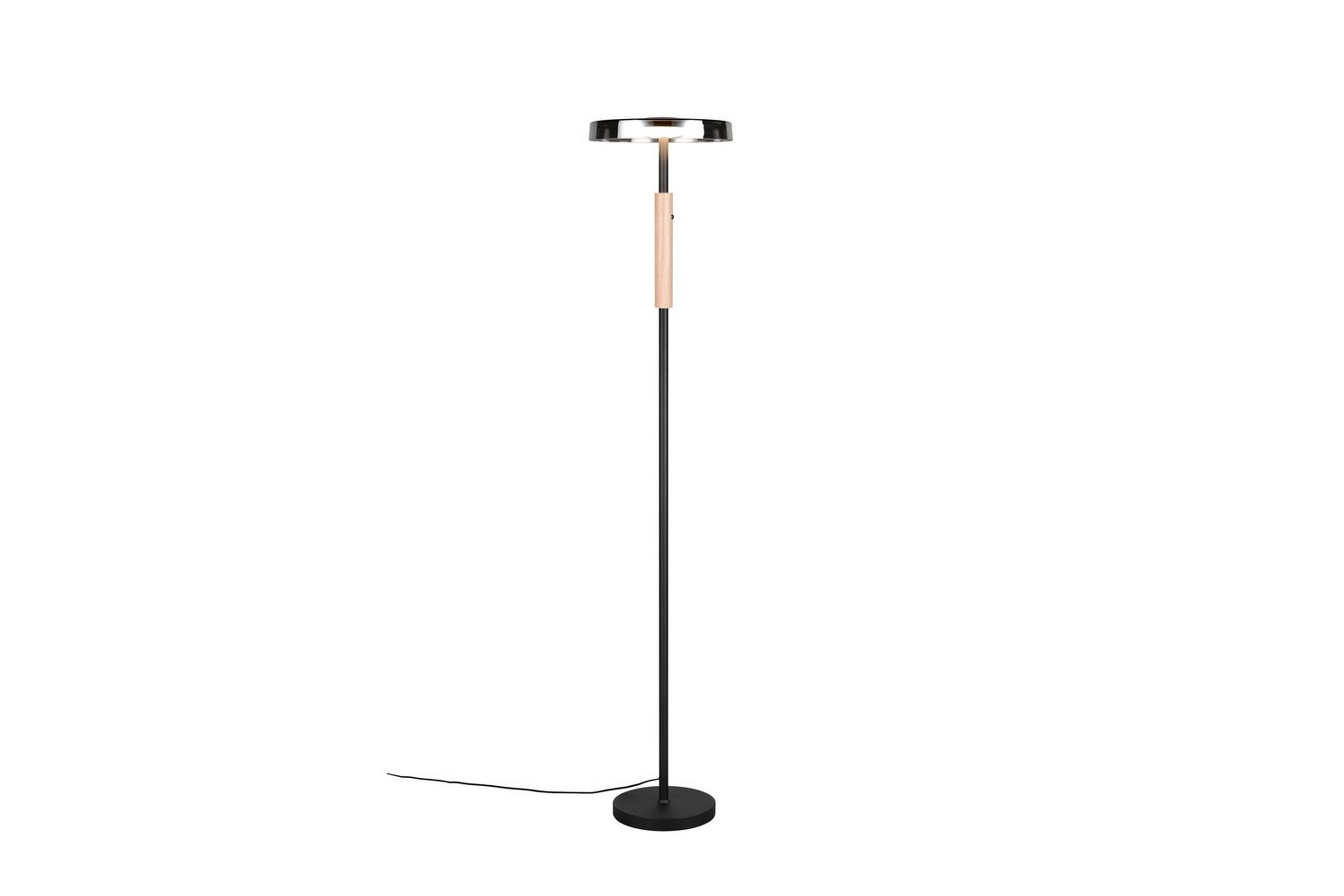 Golvlampa TRIO Celeste Mattsvart/kromad/trä – Mattsvart/kromad/trä