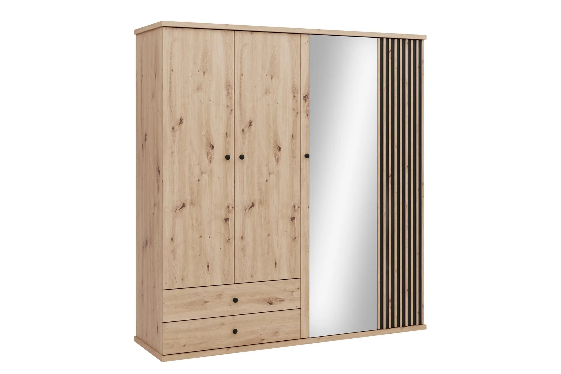 Aldbrough Garderob med Spegel 200×213 cm – Brun/Svart