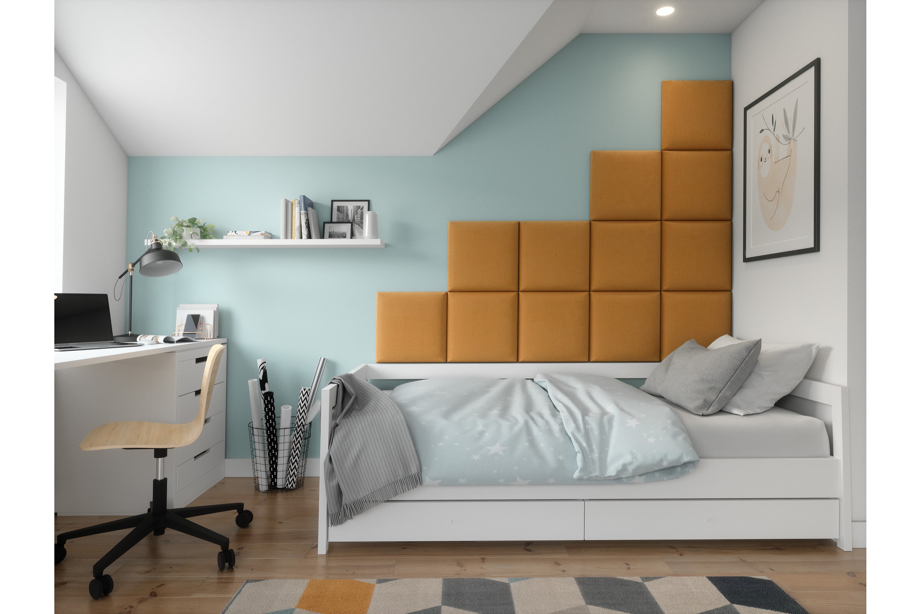 Quadratta Väggskiva 200×160 cm Guld –