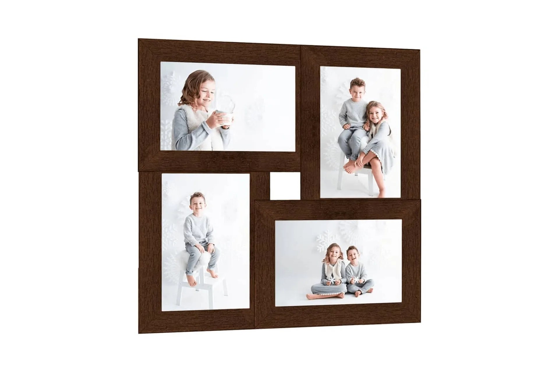 Fotoram för 4x(13×18 cm) bilder mörkbrun MDF –