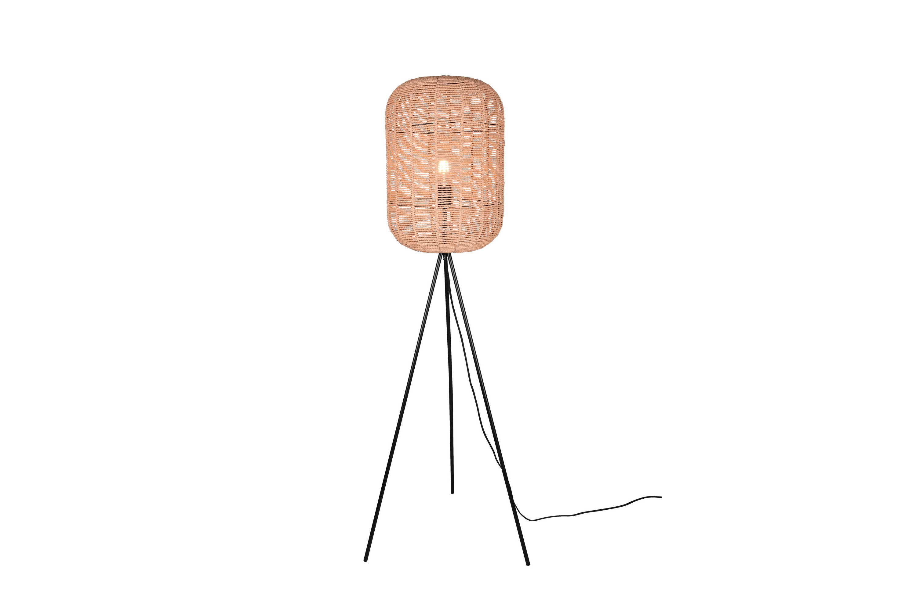 RUNA Golvlampa E27 mattsvart/rotting – Matt svart/Natur