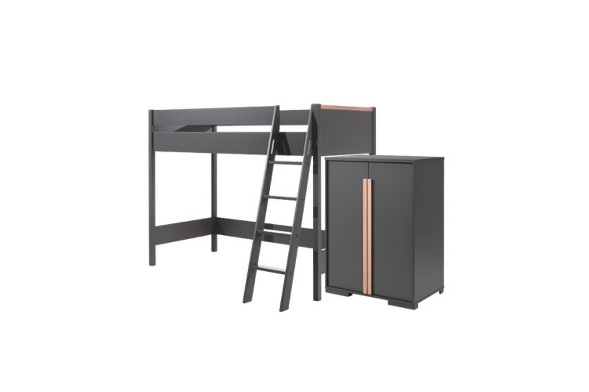 Garderob med halvhög säng London Antracit – Antracit