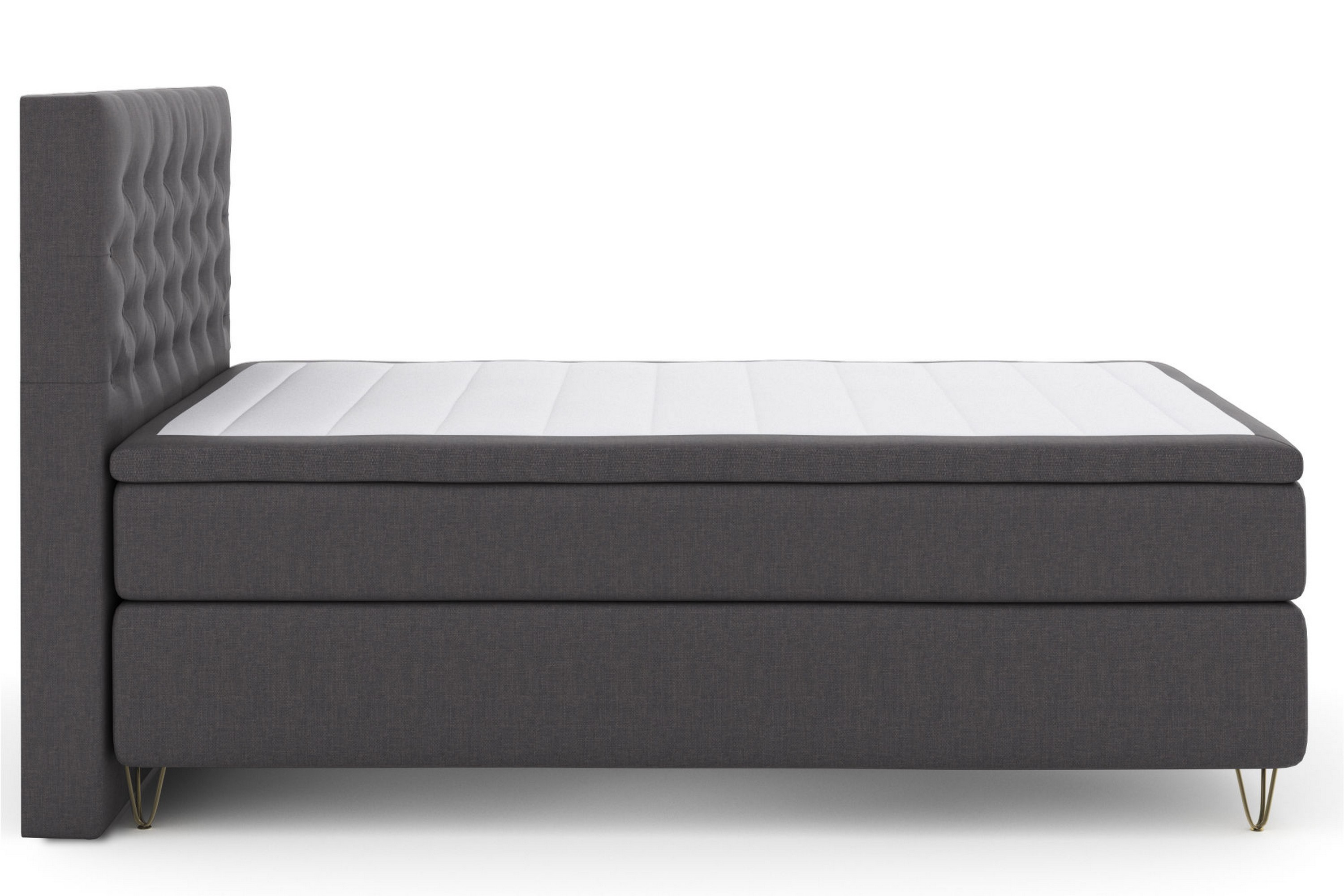 LEXI No 4 Kontinentalsäng 140 F/M Mörkgrå/Metall V-Form –