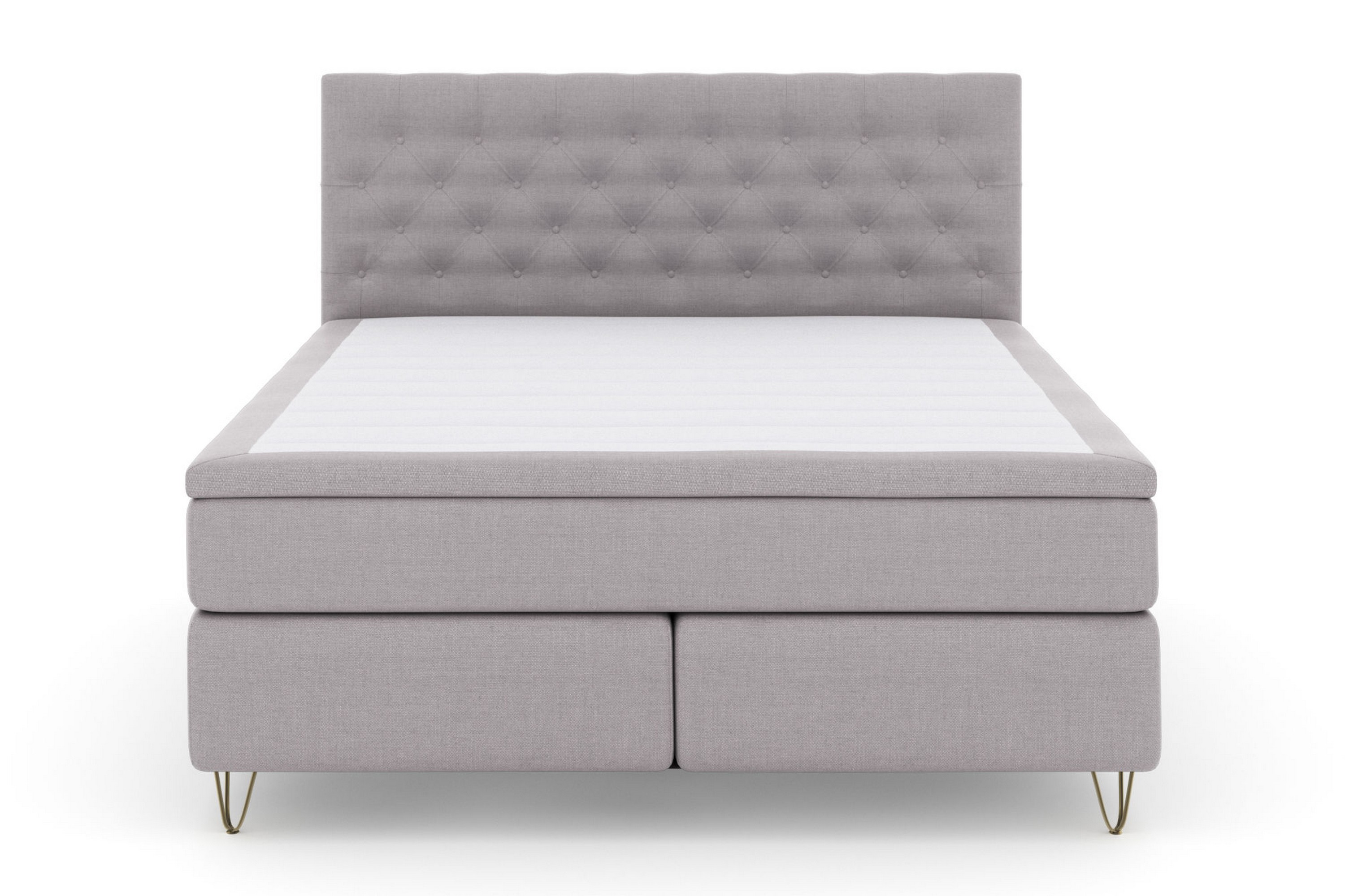 LEXI No 4 Kontinentalsäng 160 Fast Ljusgrå/Metall V-Form –