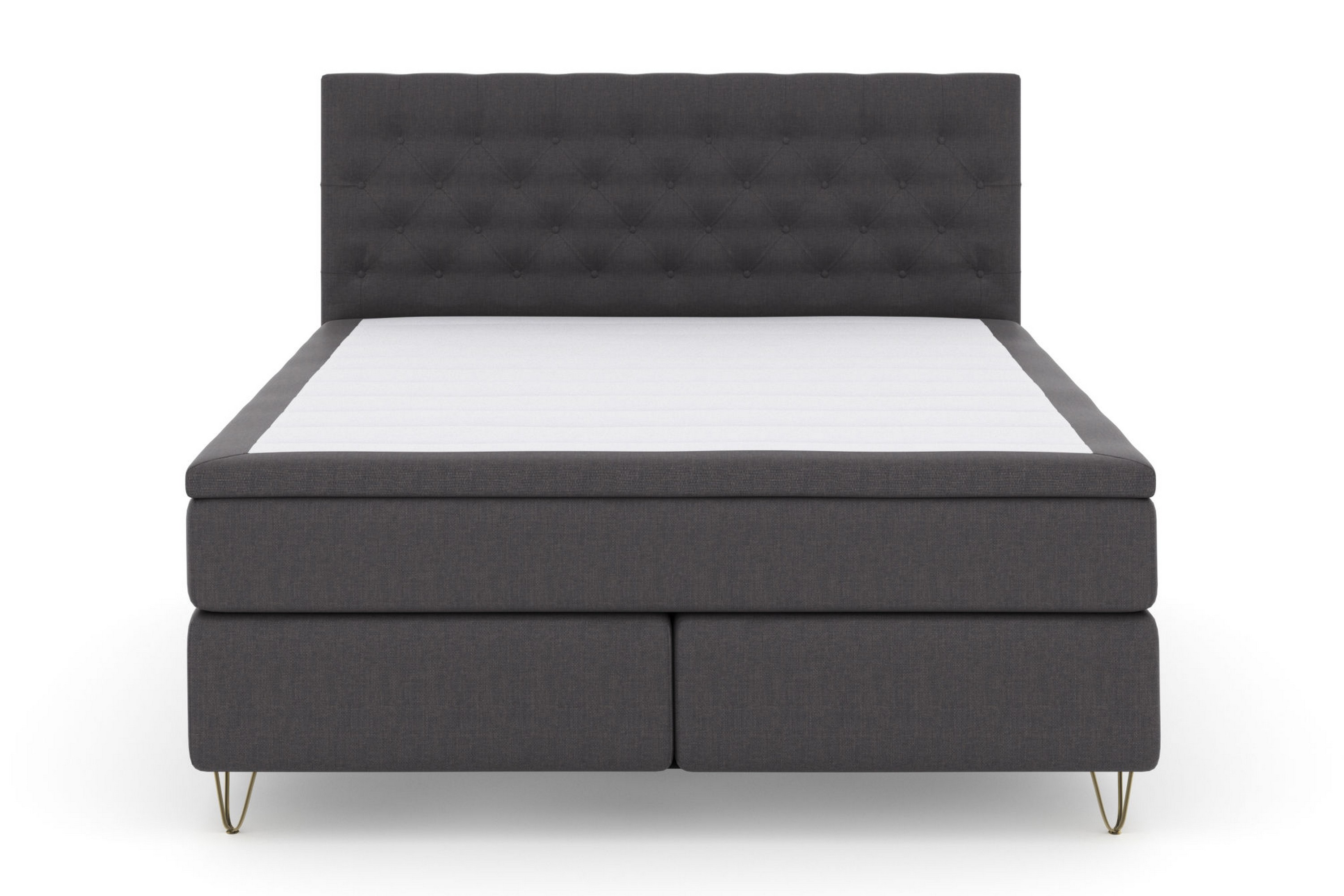 LEXI No 4 Kontinentalsäng 160 Fast Mörkgrå/Metall V-Form –