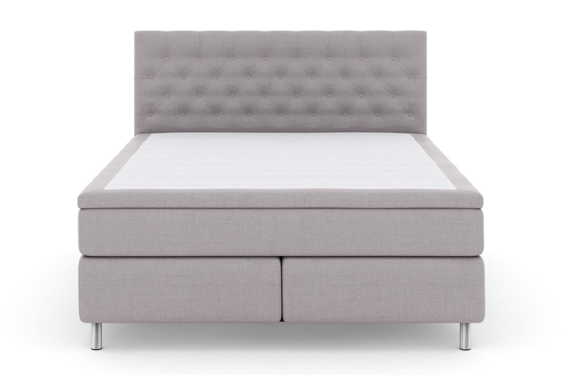 LEXI No 4 Kontinentalsäng 160 Fast/Medium Ljusgrå/Metall –