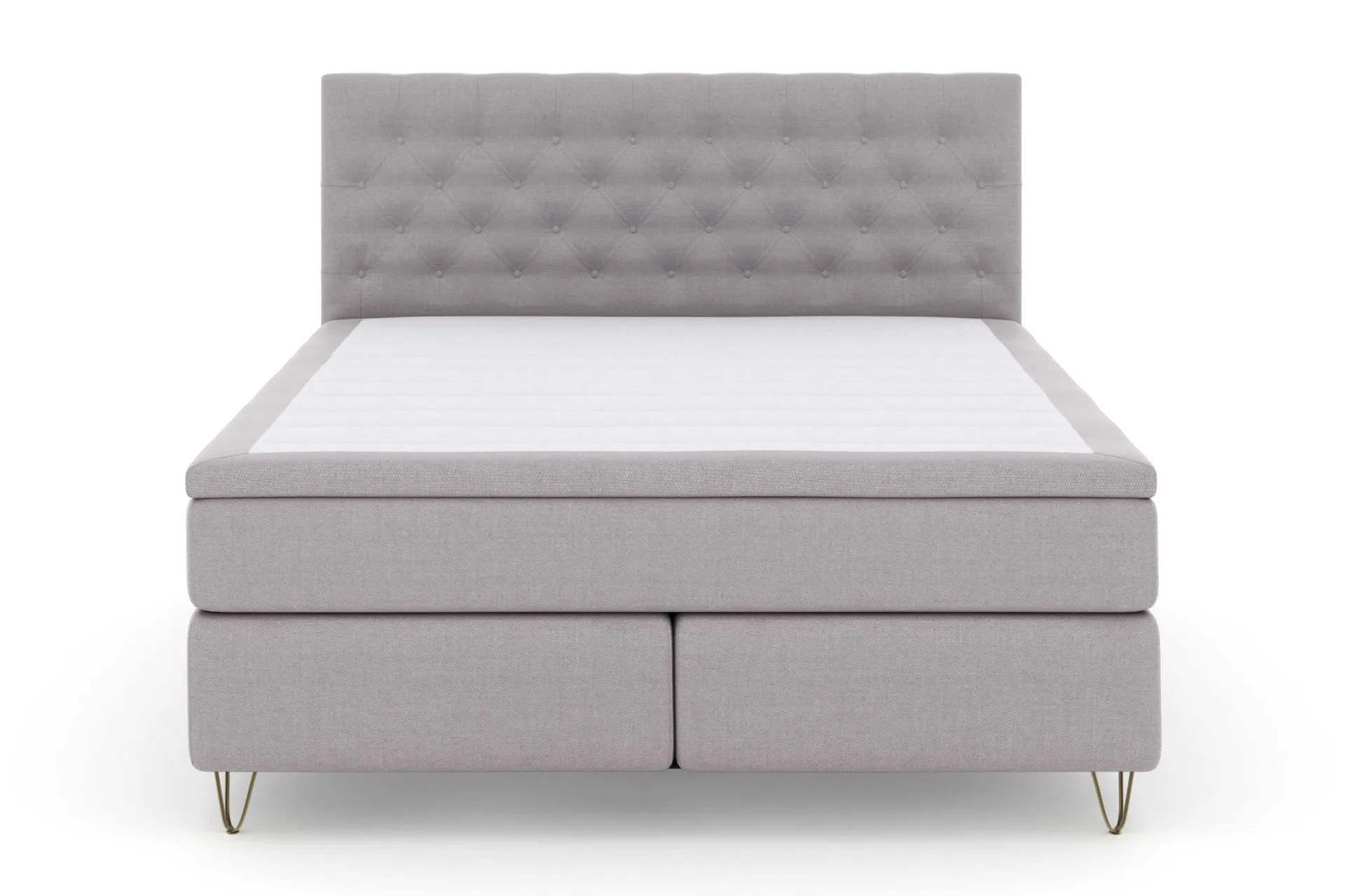 LEXI No 4 Kontinentalsäng 210 Medium Ljusgrå/Metall V-Form –