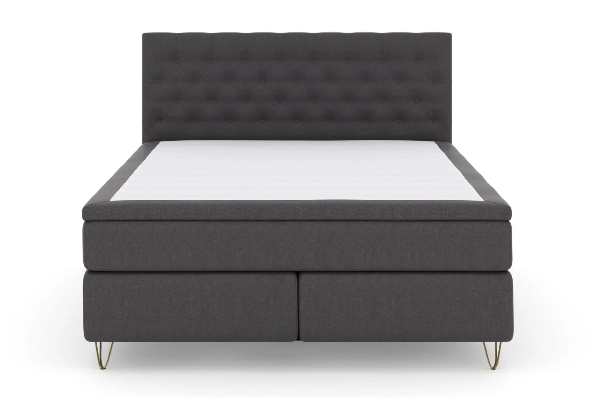 LEXI No 4 Kontinentalsäng 210 Fast Mörkgrå/Metall V-Form –