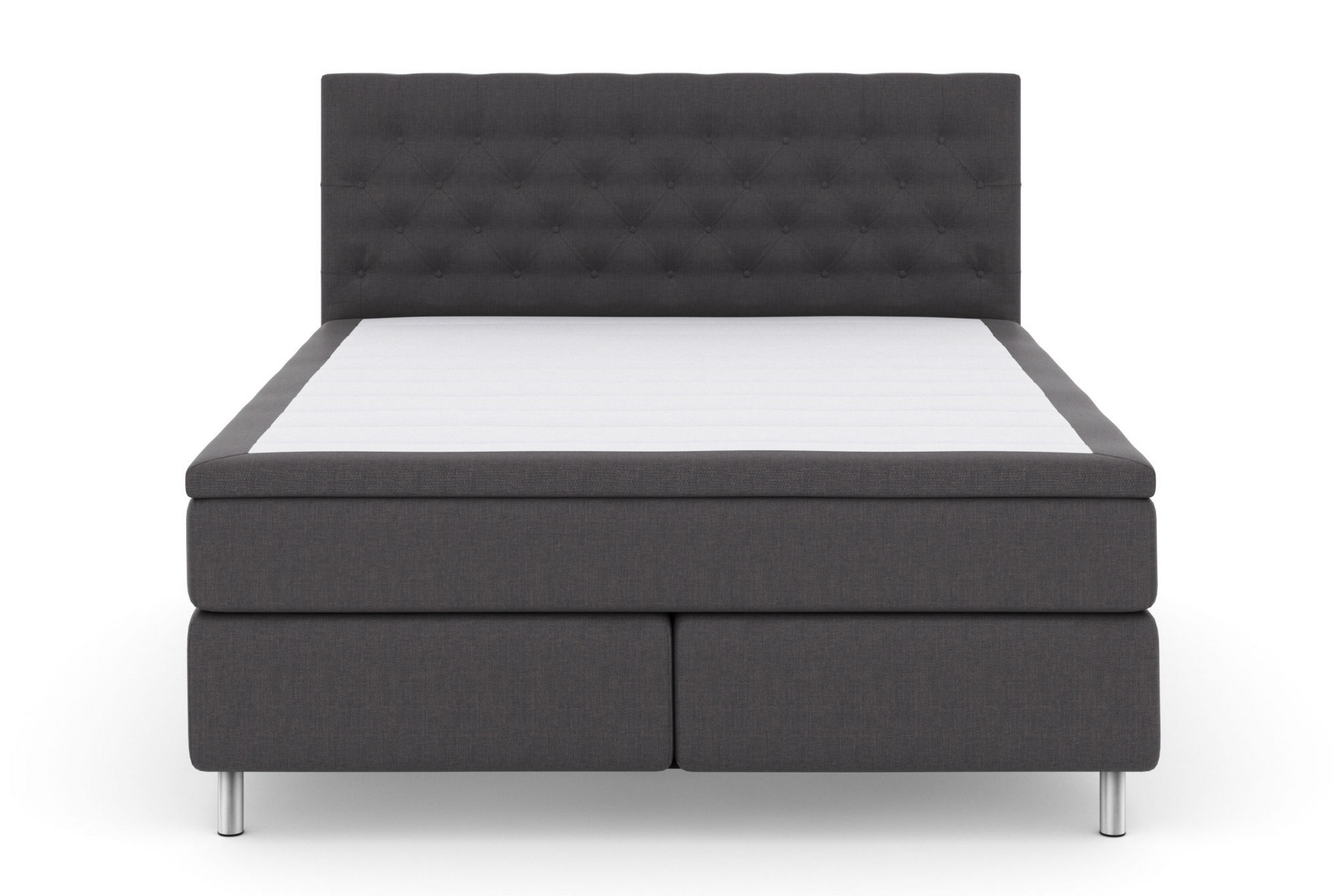 LEXI No 4 Kontinentalsäng 210 Fast Mörkgrå/Metall –