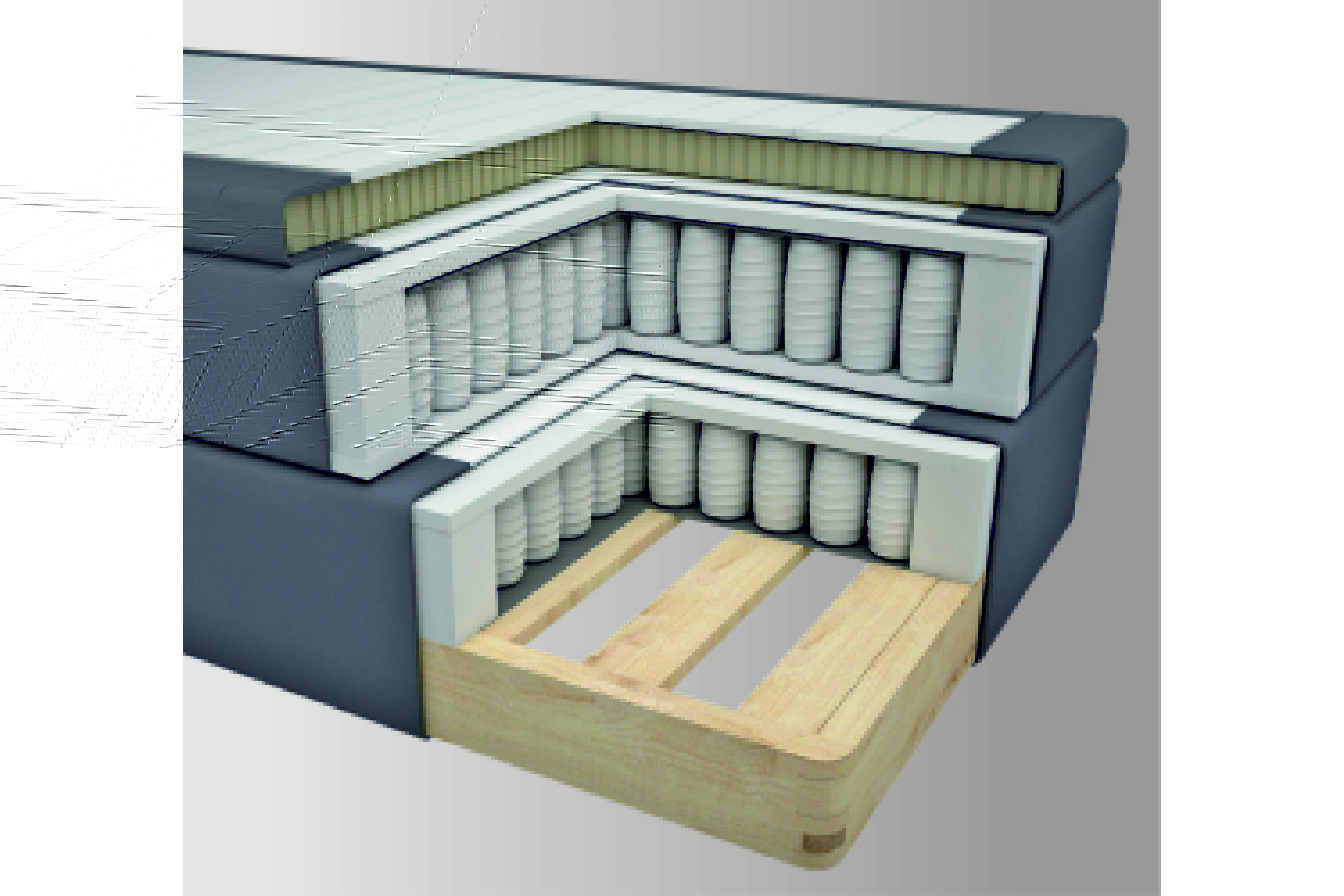 LEXI No 4 Kontinentalsäng 210 Fast/Medium Mörkgrå/Koppar –