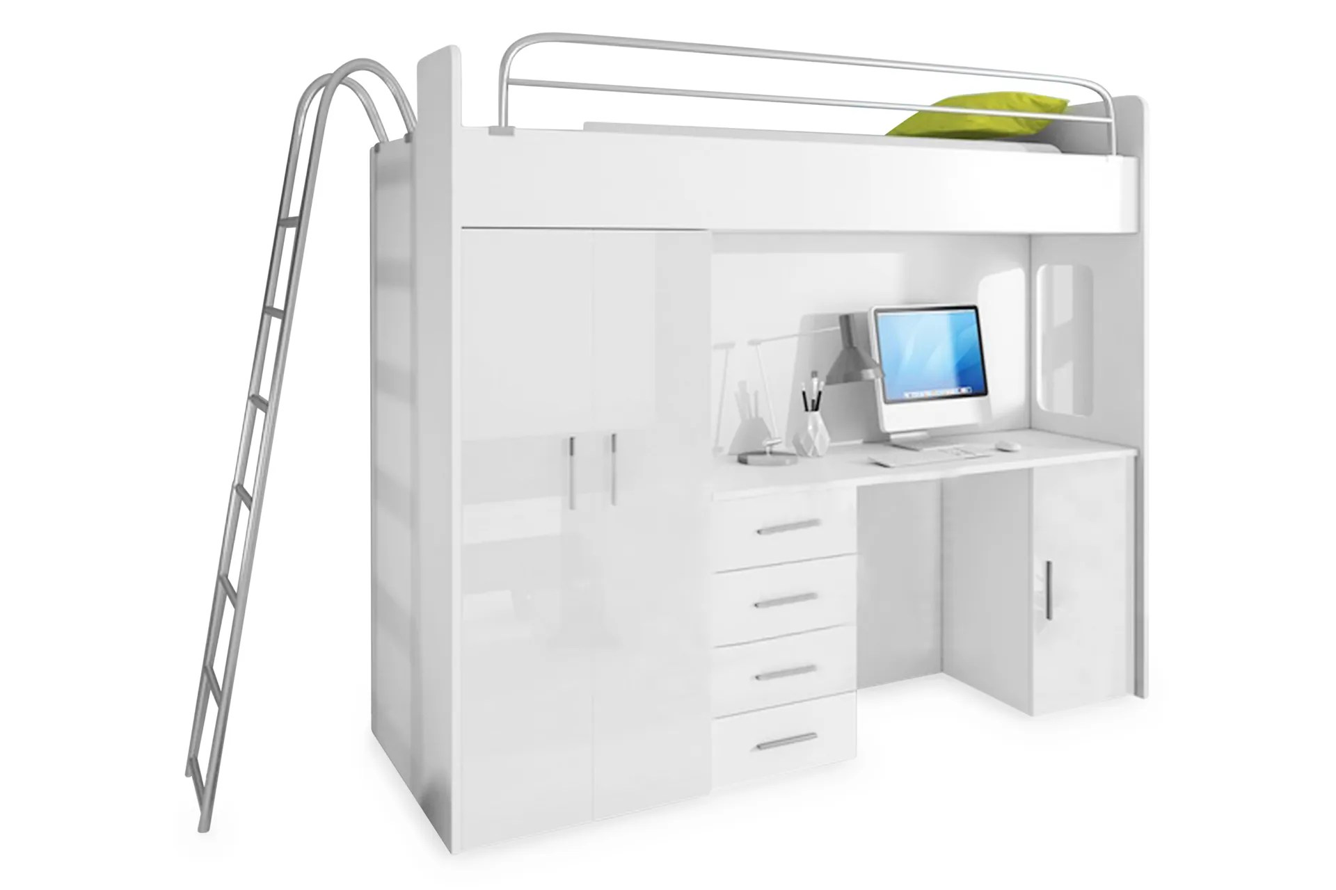 YULIETH Barnsäng med Förvaring och Skrivbord 245 cm Vit –