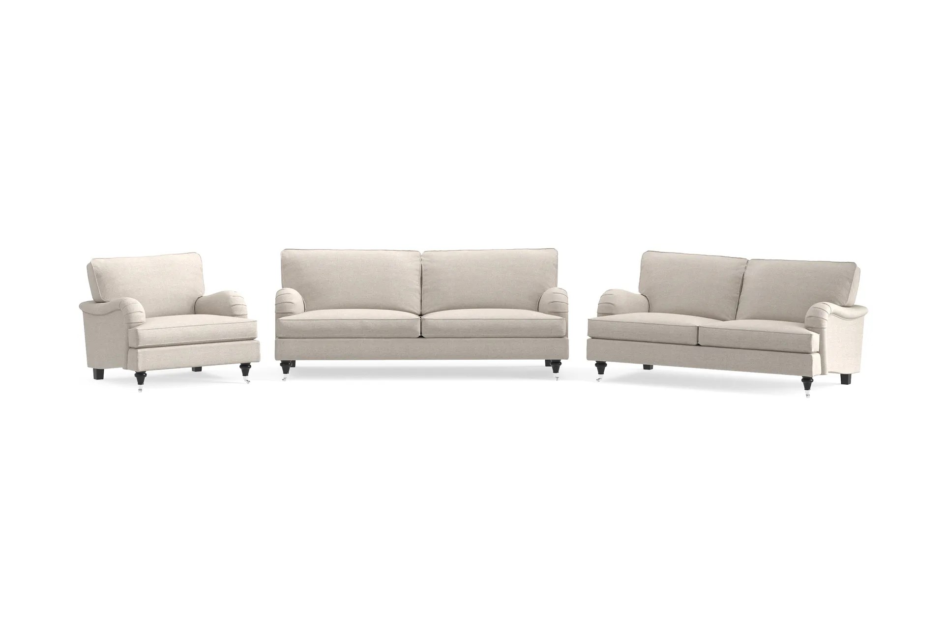 Howard Classic Soffgrupp 3-sits + 2-sits Soffa + Fåtölj i Tyg – Beige
