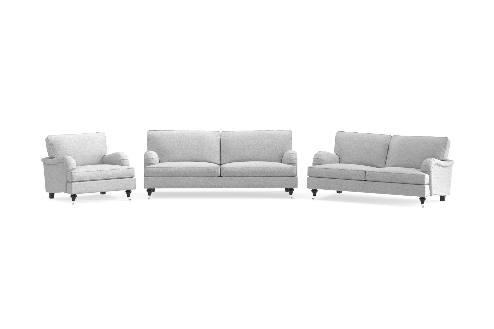 Howard Classic Soffgrupp 3-sits + 2-sits Soffa + Fåtölj i Tyg – Grå