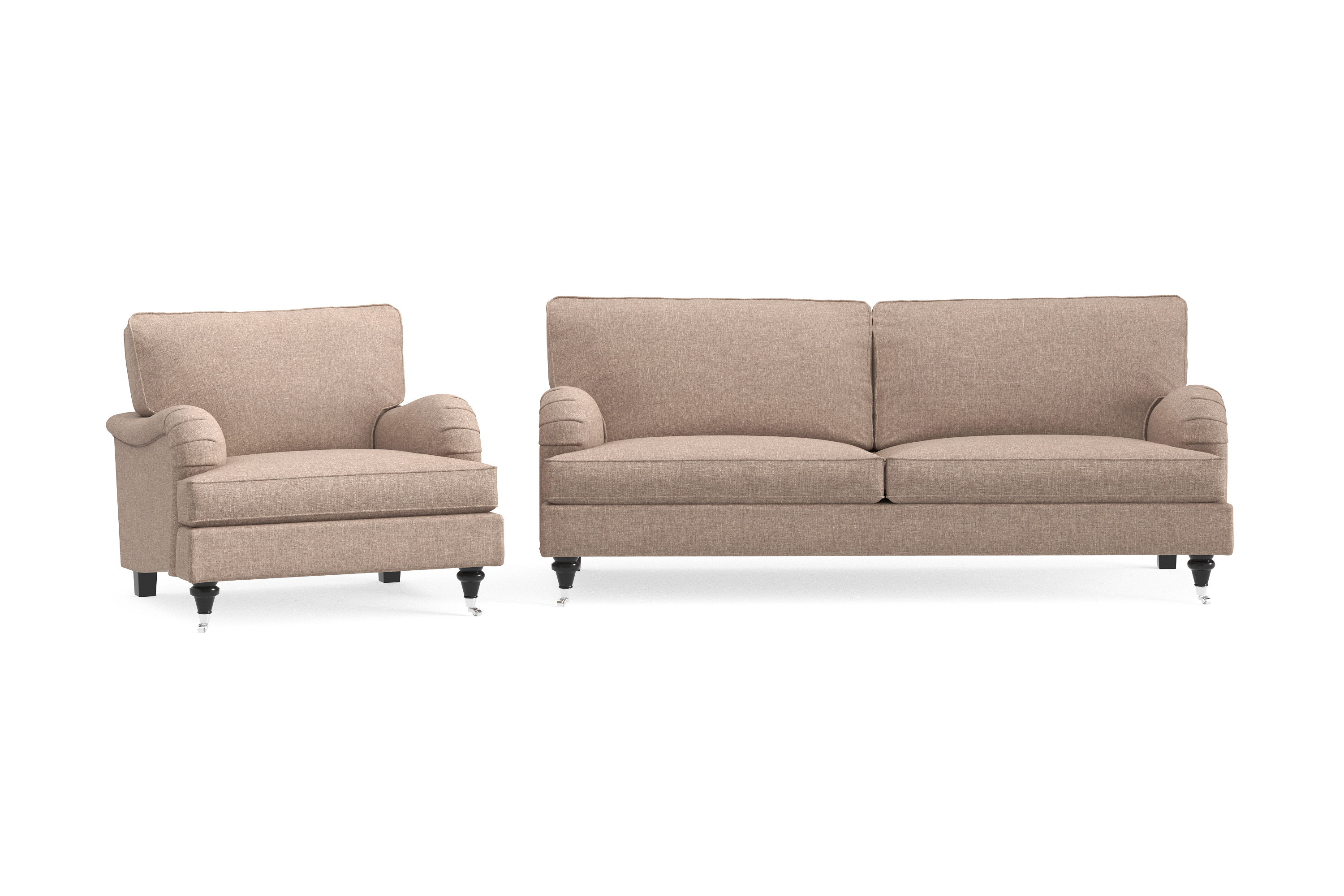 Howard Classic Soffgrupp 3-sits Soffa + Fåtölj i Tyg – Mörkbeige