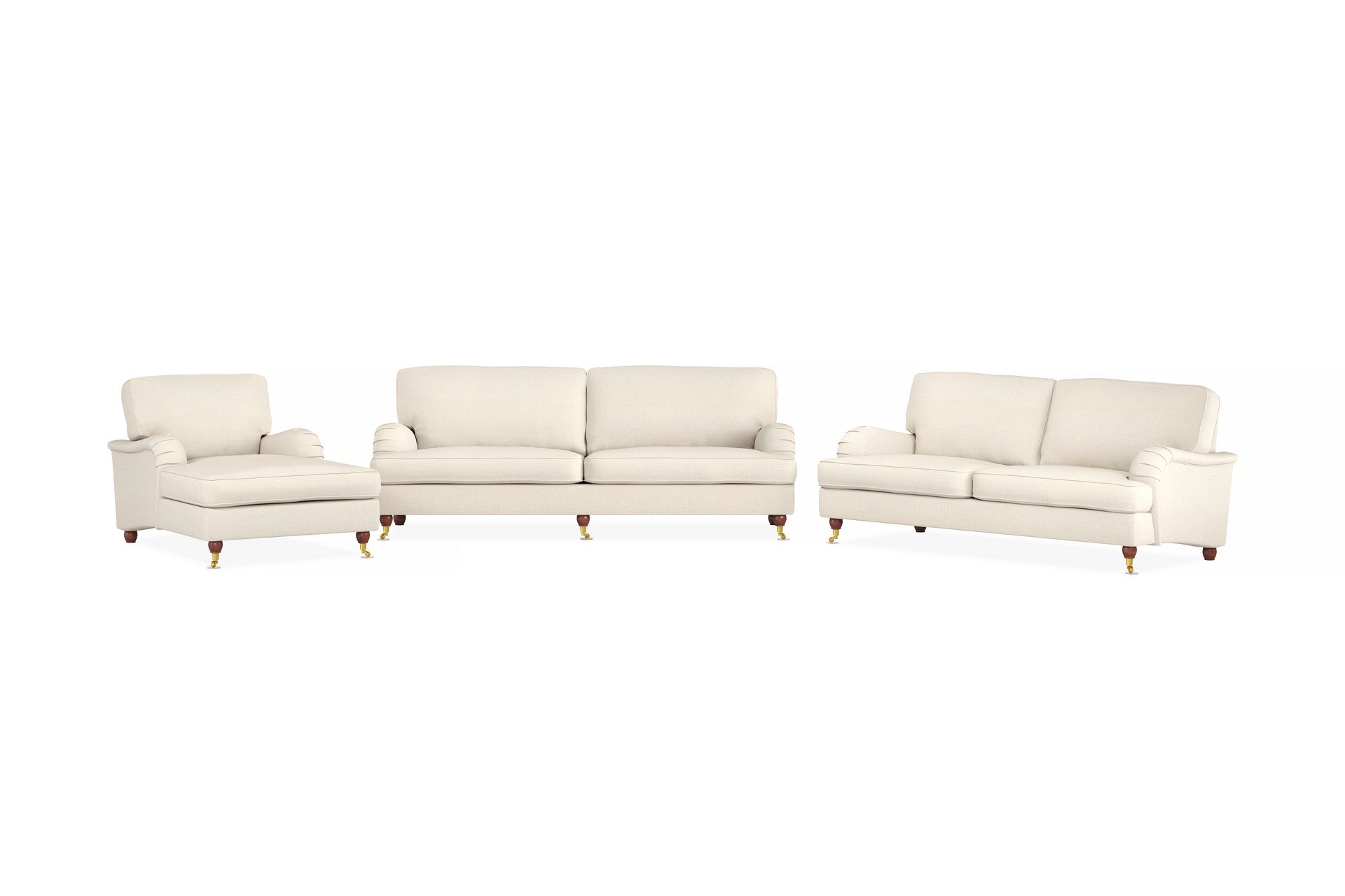 Howard Lyx Soffgrupp 4-sits + 3-sits Soffa + Divanfåtölj i Tyg – Beige