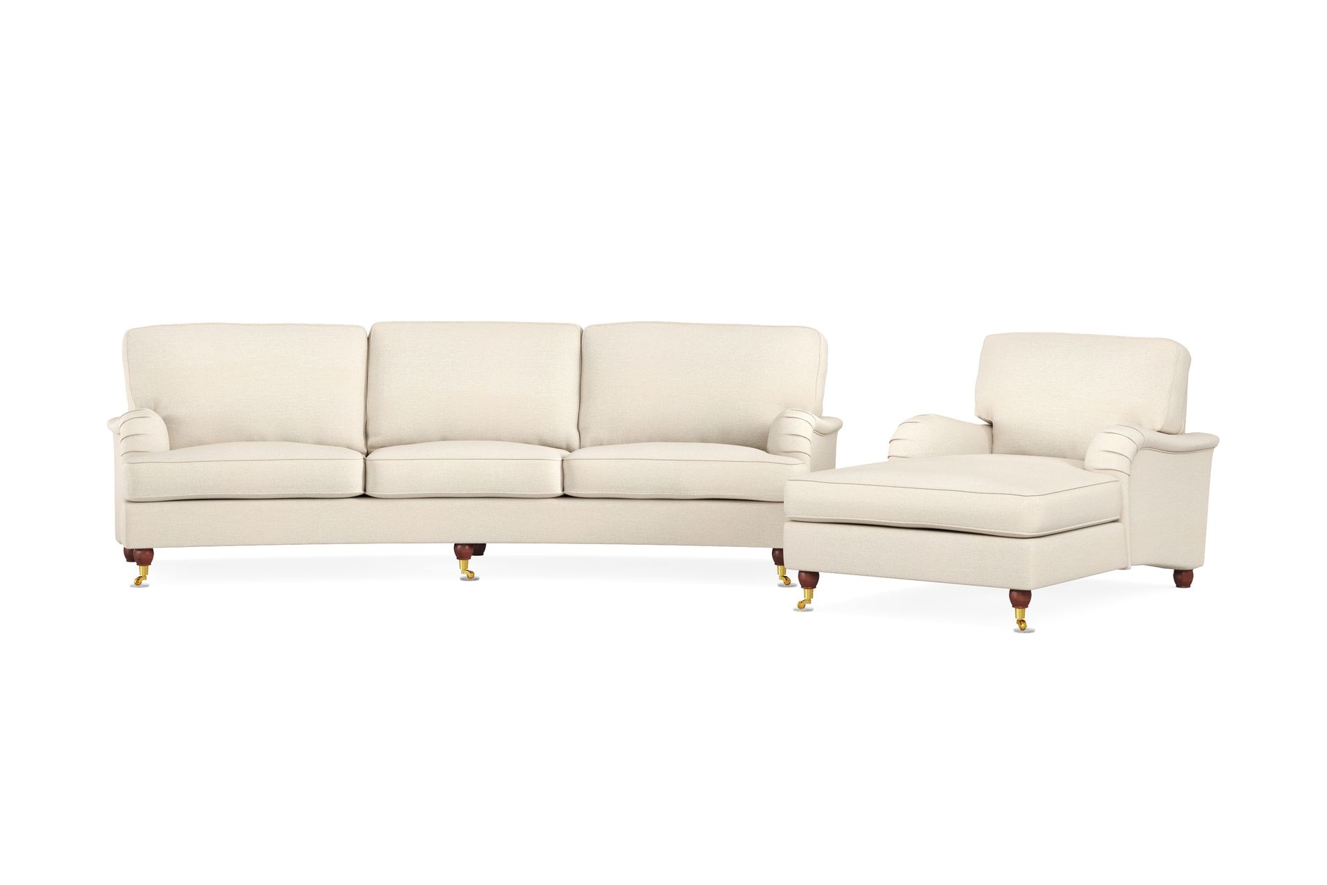 Howard Lyx Soffgrupp 4-sits Svängd Soffa + Divanfåtölj i Tyg – Beige