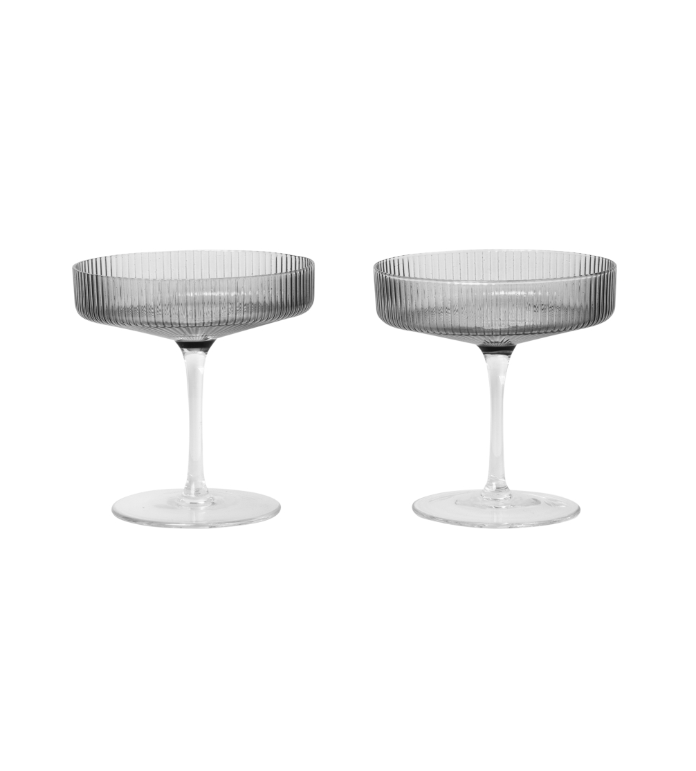 Ferm Living Ripple Champagneglas 2-set svart