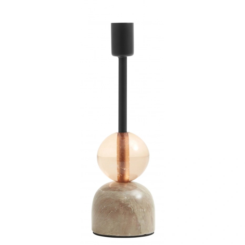 Nordal – MARBLE ljusstake S, grå/peach/svart