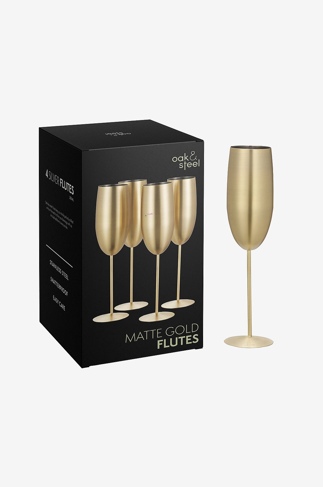 Oak & Steel – Champagneglas matt 4-pack – Guld – Vinglas – Från Homeroom