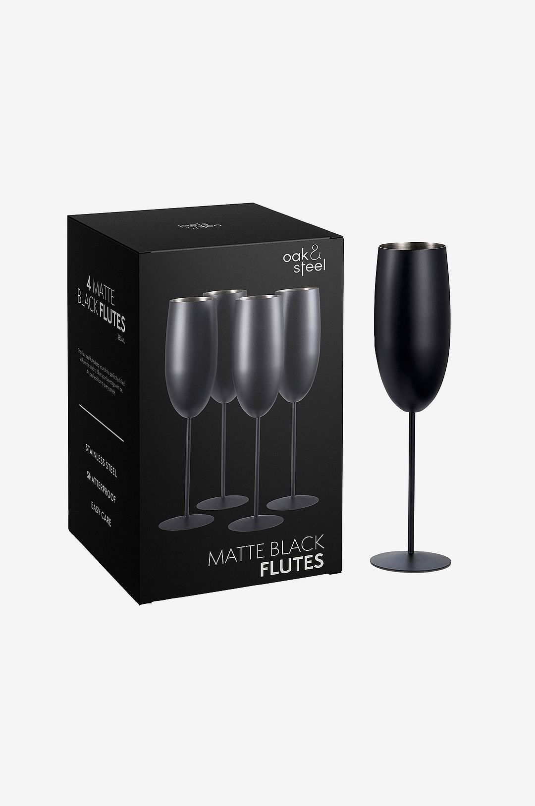Oak & Steel – Champagneglas matt 4-pack – Svart – Vinglas – Från Homeroom