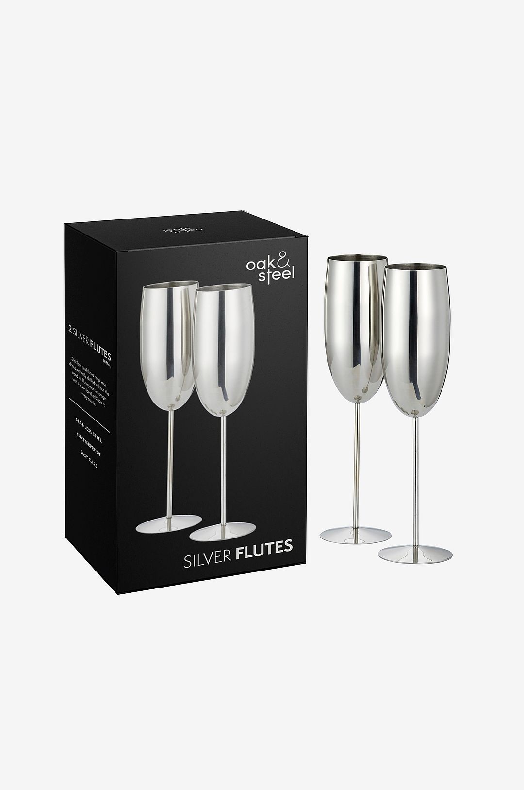 Oak & Steel – Champagneglas 2-pack – Silver – Vinglas – Från Homeroom