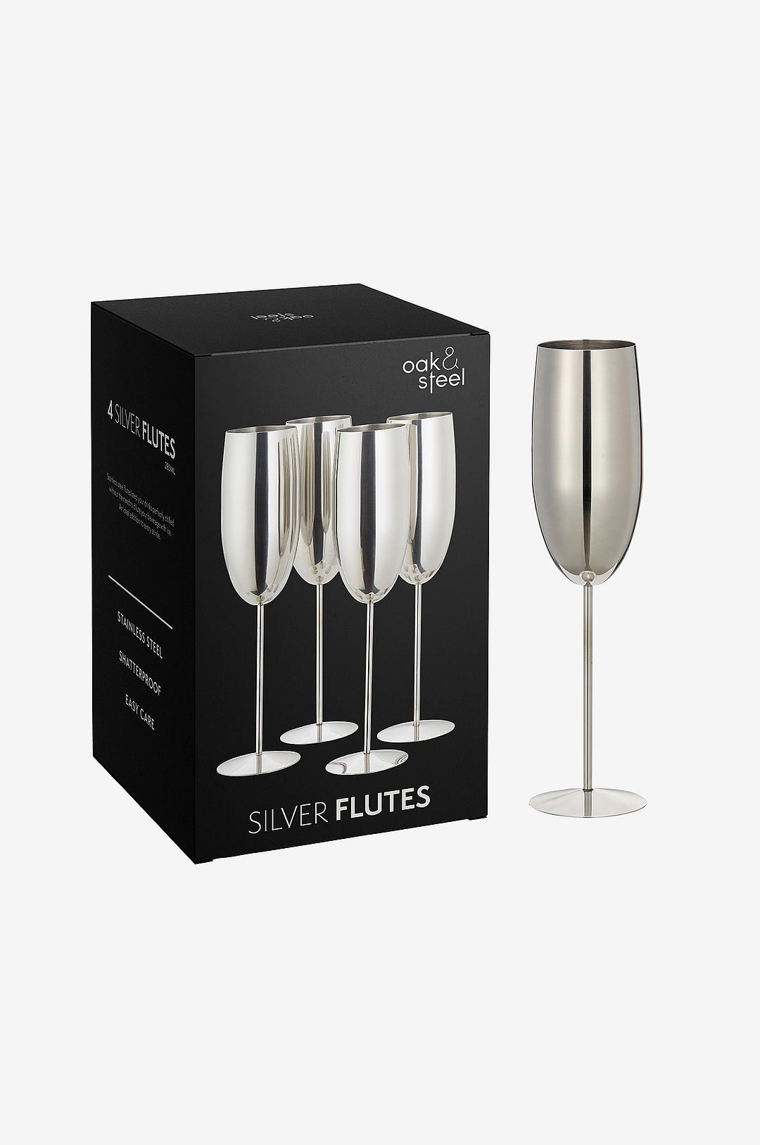 Oak & Steel – Champagneglas 4-pack – Silver – Vinglas – Från Homeroom