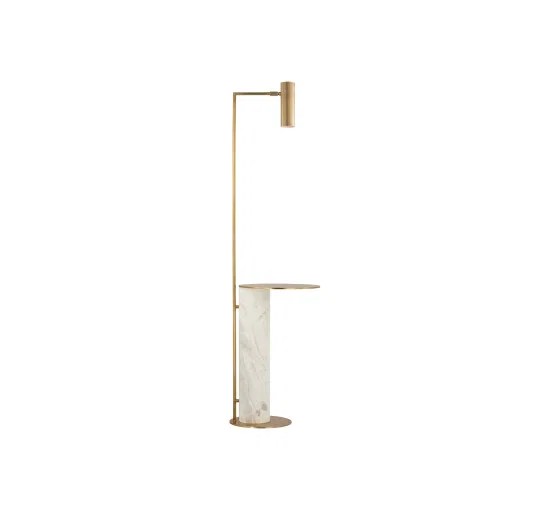 Alma golvlampa m bricka antik mässing/vit