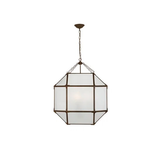 Morris taklampa antik zink/frostat glas L