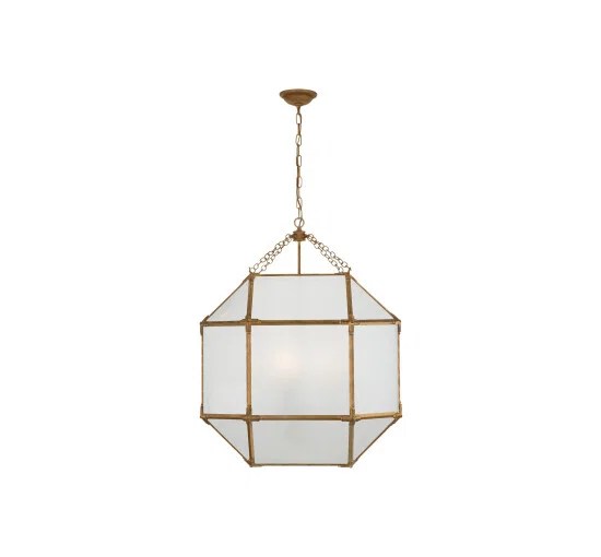 Morris taklampa Gilded Iron/frostat glas L