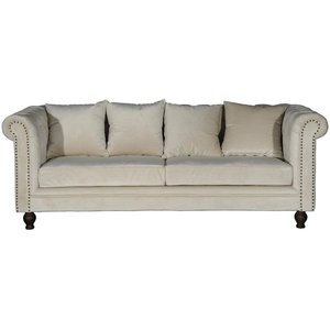 Churchill 3-sits chesterfieldsoffa – Beige sammet