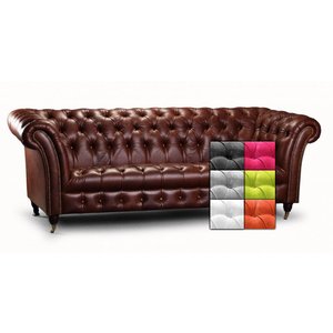 Chesterfield Tsar 3-sits tygsoffa – Fresh 30 – Petrol, Mässingsfärgade