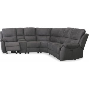 Enjoy recliner-hörnsoffa – 4-sits (el) i antracit microfibertyg (modell V)