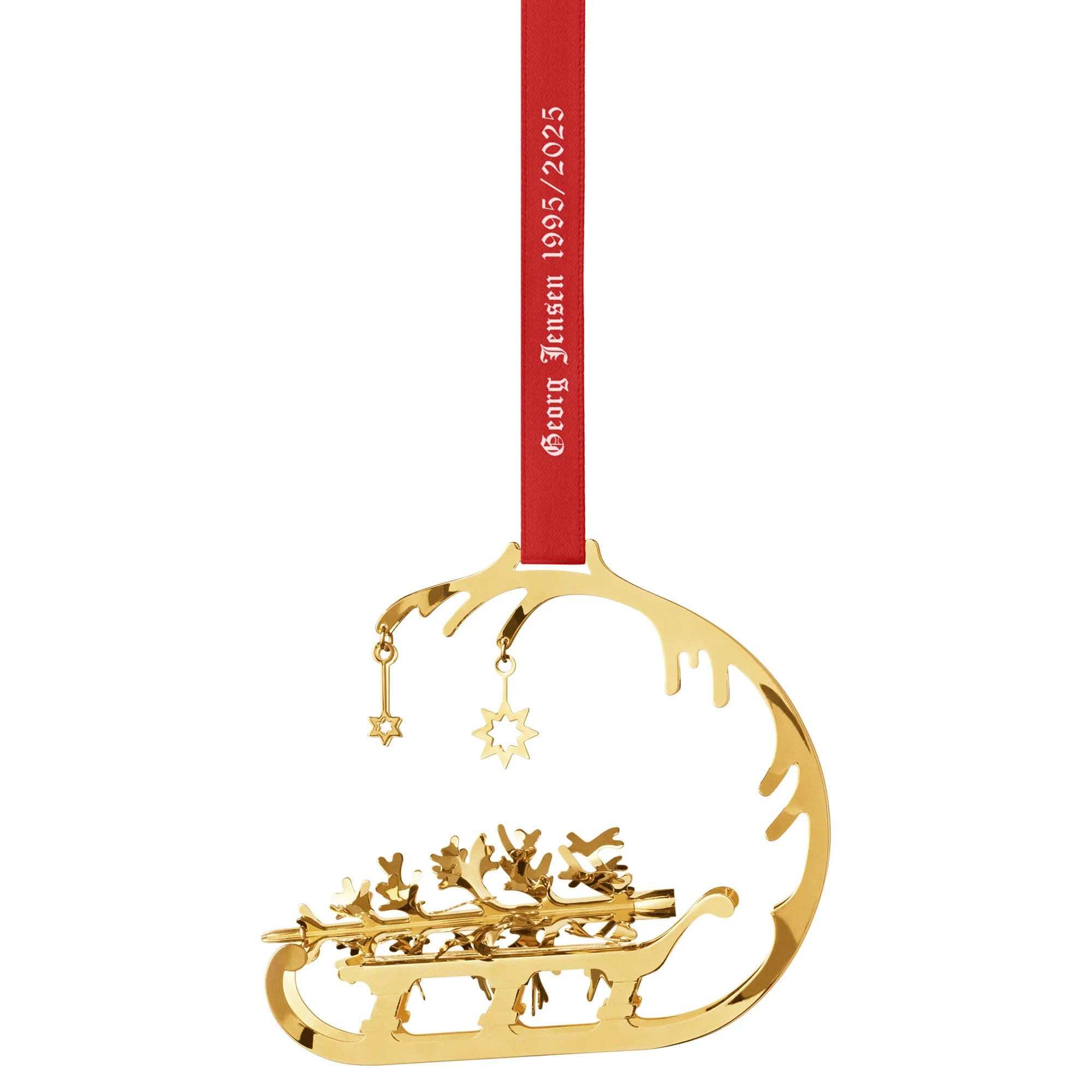Georg Jensen CC 1995/2025 Släde julprydnad, 18K guldplätering