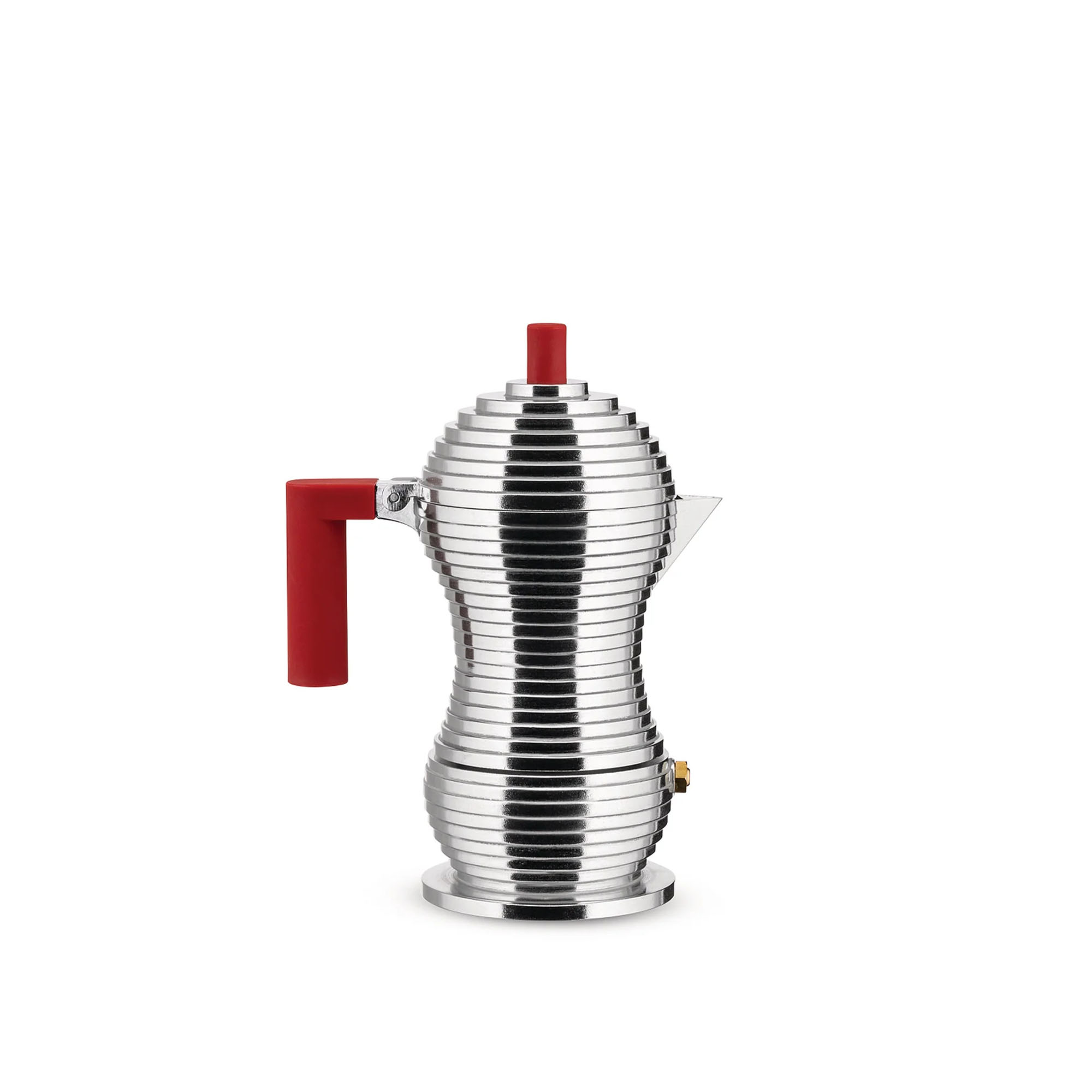 Alessi – Pulcina Espresso Coffee Maker Red 1 Cup – Kaffemaskiner och kaffebryggare – Michele De Lucchi – Silver,Röd