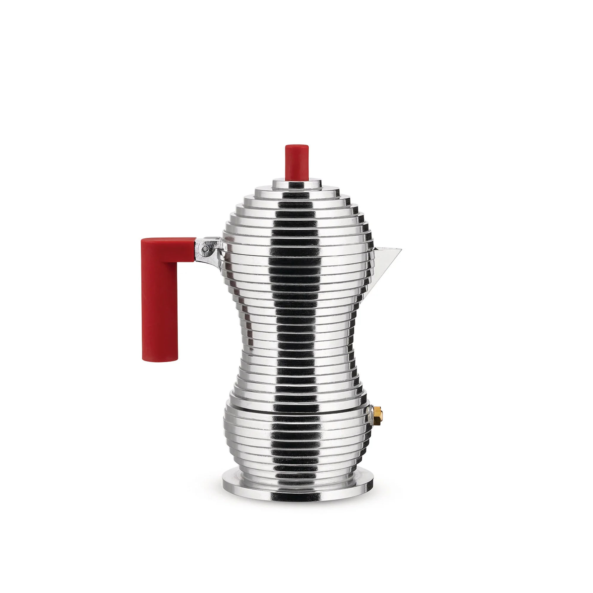 Alessi – Pulcina Espresso Coffee Maker Red 3 Cups – Kaffemaskiner och kaffebryggare – Michele De Lucchi – Silver