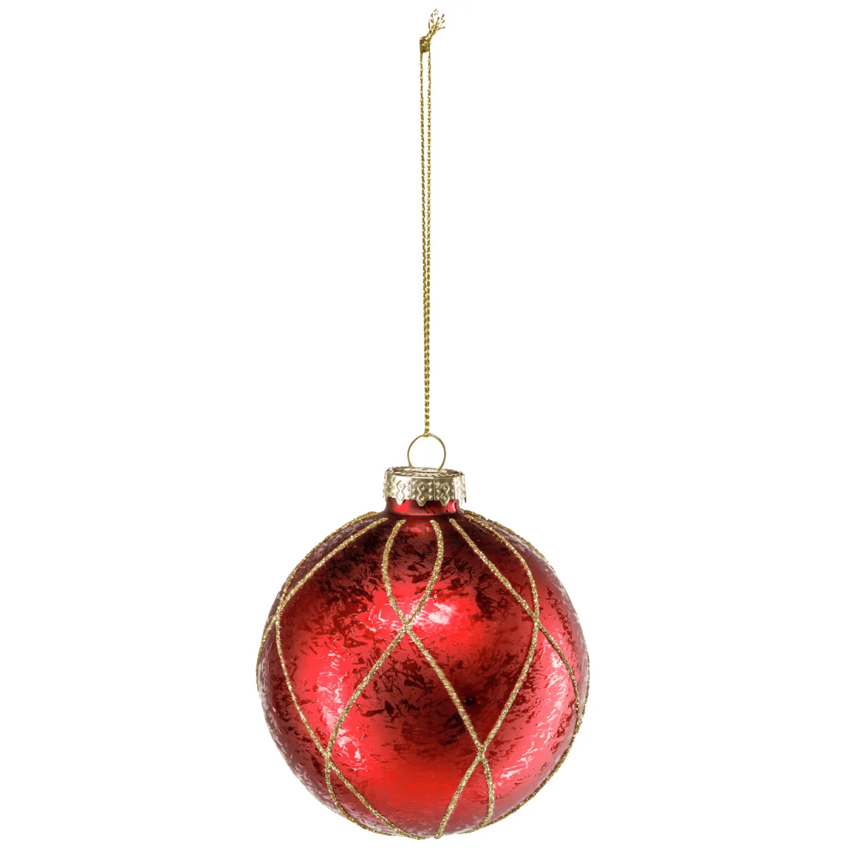 Julgranskula Takara; 8 cm (Ø); Röd/Guldfärg; 6 Styck / Förpackning