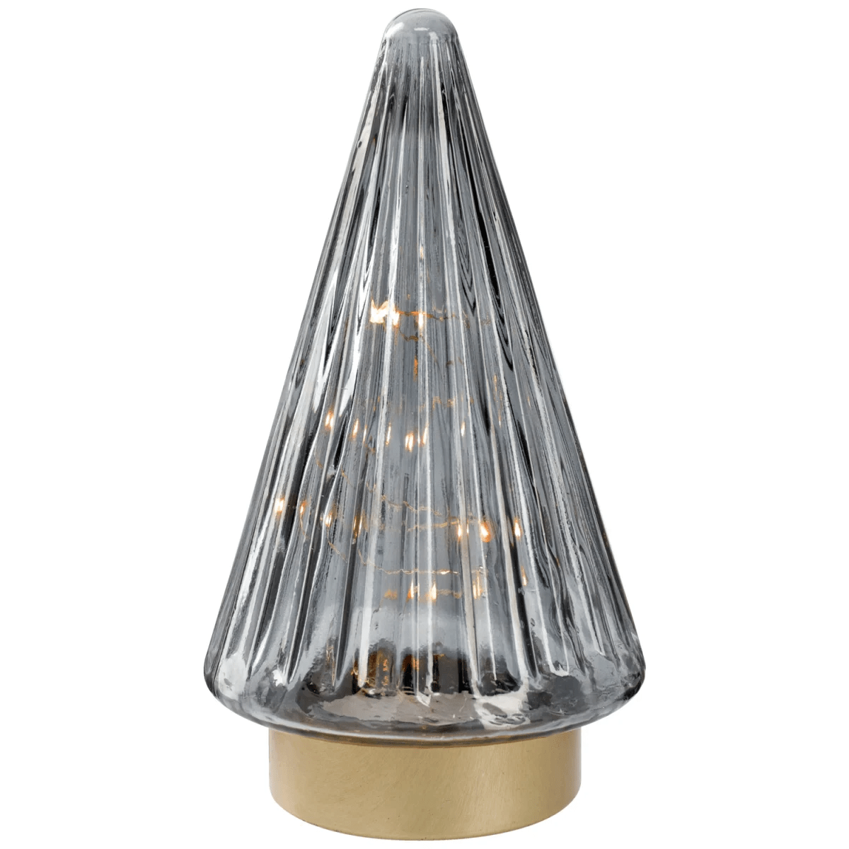 LED-träd av glas Fenris; 10.8×19.5 cm (ØxH); Antracit/Guldfärg