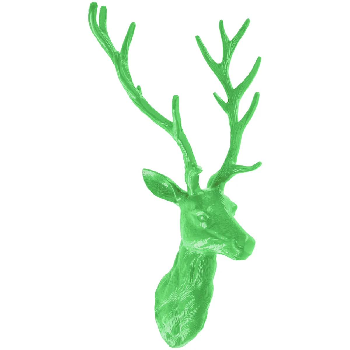 Hjorthuvud Deer; 25.5x61x38 cm (BxHxD); Grön