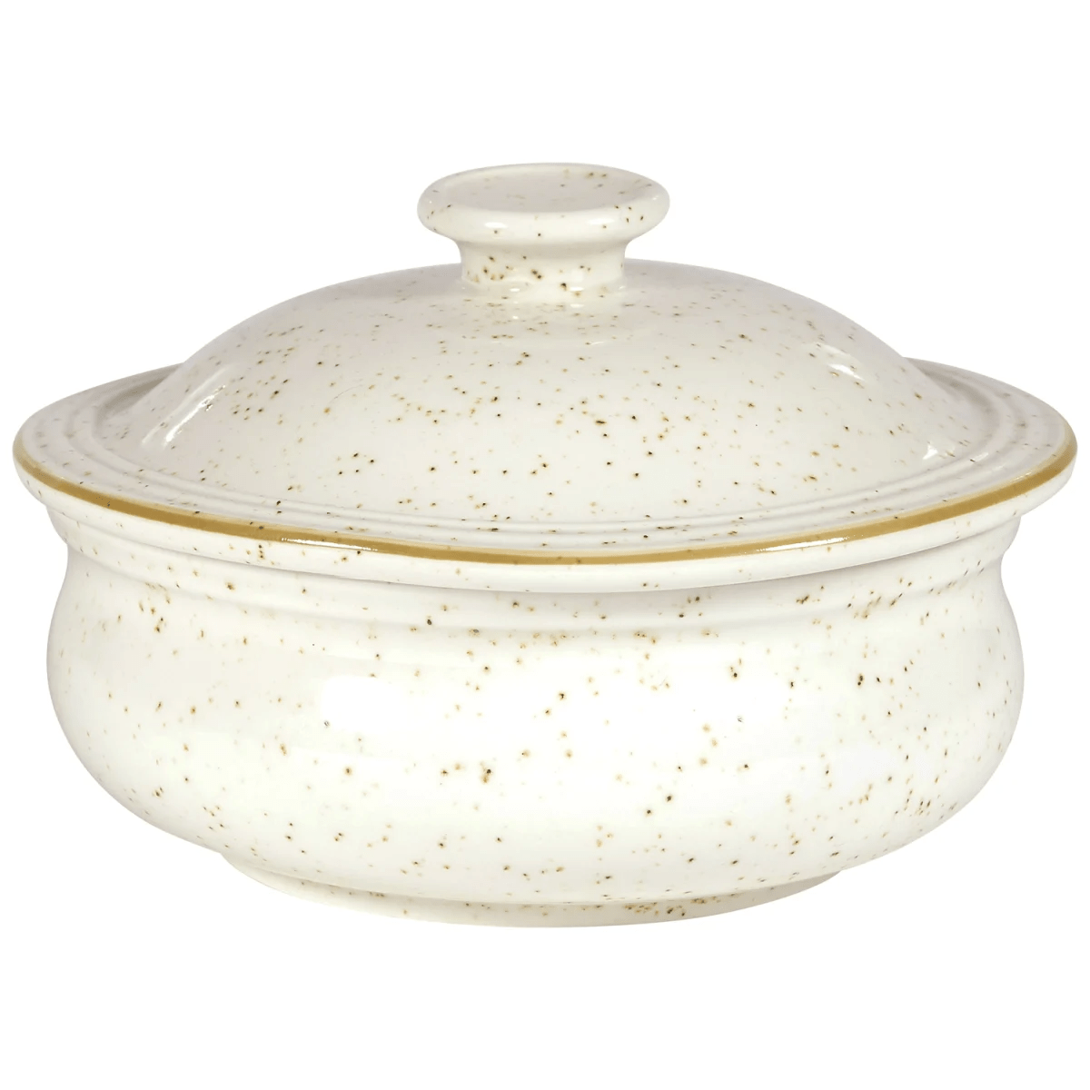 Churchill Gryta Stonecast Barley White m lock; 43 cl, 14 cm (Ø); Vit/Brun; Rund; 6 Styck / Förpackning