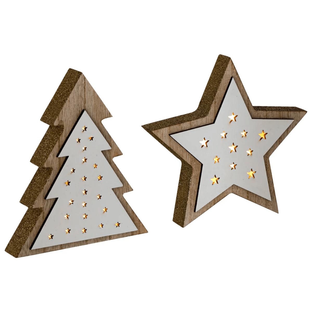 LED-dekoration Sevcan 2 delar; 15x2x14 cm (BxDxH); Brun/Vit